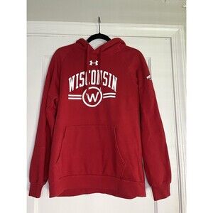 Under Armour Wisconsin Badgers Red Fleece Pullover Hoodie Men's M Hooded Logo